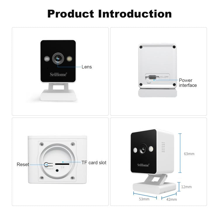 SriHome SH057 4MP HD Two-way Video Output Mini Camera Supports Night Vision