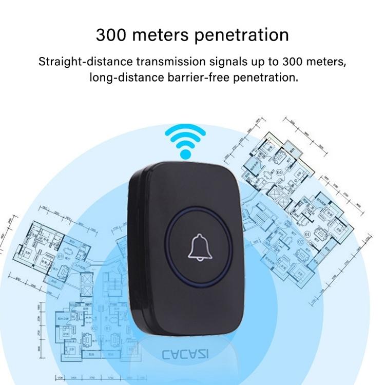 CACAZI A10 300m Long Range No Battery Waterproof LED Light Smart Wireless Doorbell