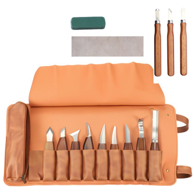 DIY Hand Engraving Knife Cowhide Roll Bag Woodworking Engraving Knife Set