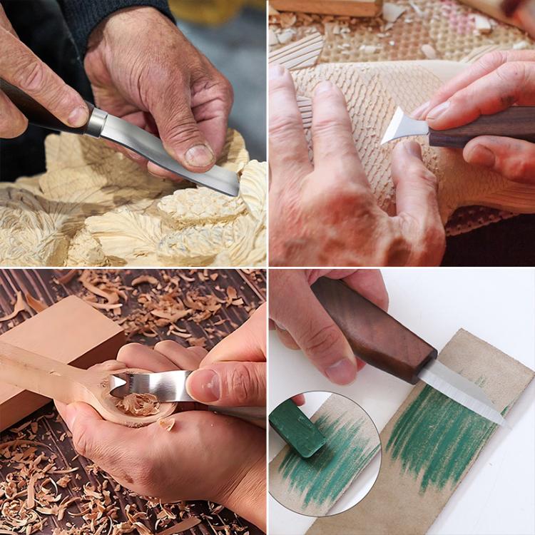 DIY Hand Engraving Knife Cowhide Roll Bag Woodworking Engraving Knife Set