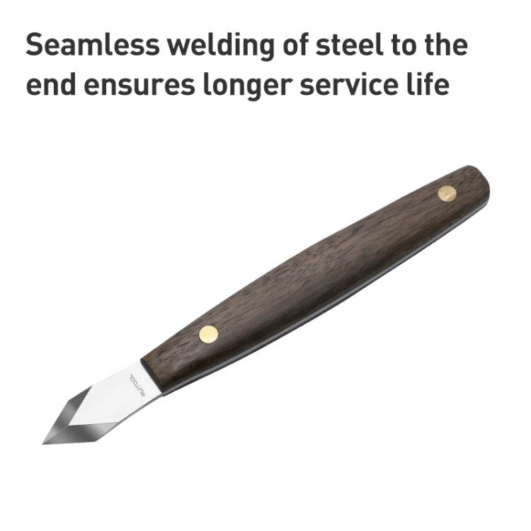 Dual-Edged Carbon Steel Bevel Blade Wooden Handle Wood Carving Knife with Protective Cover