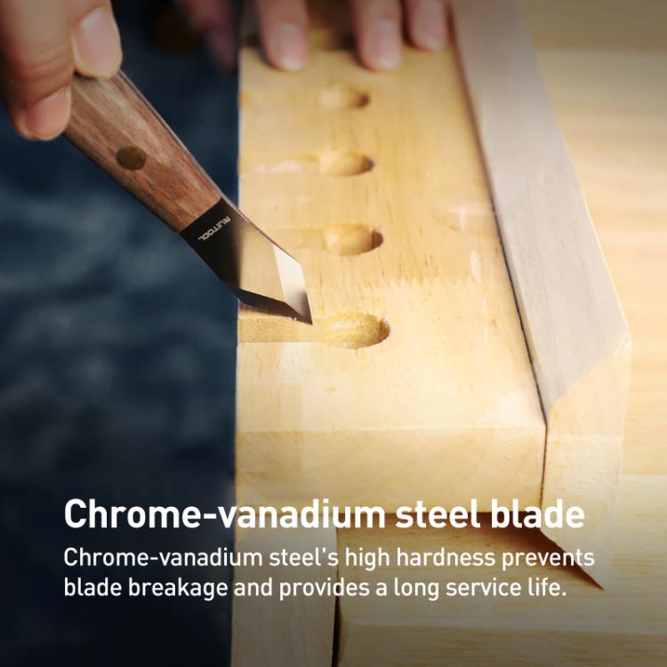 Dual-Edged Carbon Steel Bevel Blade Wooden Handle Wood Carving Knife with Protective Cover