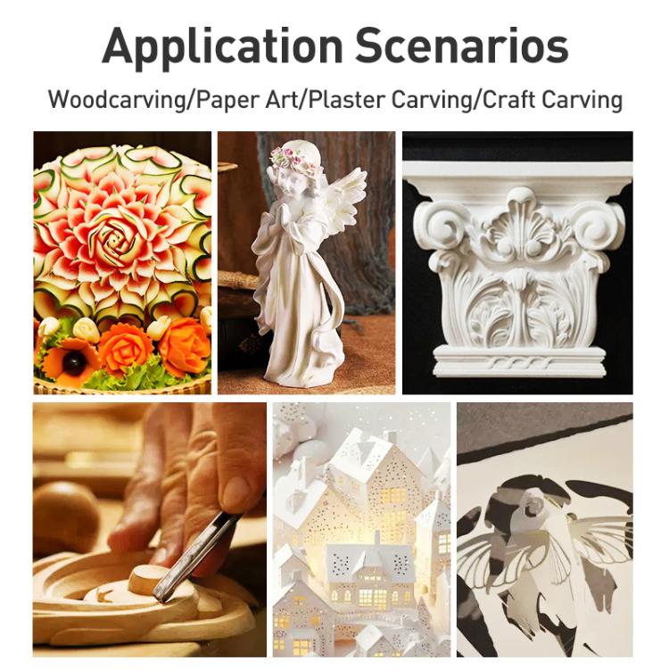 Dual-Edged Carbon Steel Bevel Blade Wooden Handle Wood Carving Knife with Protective Cover