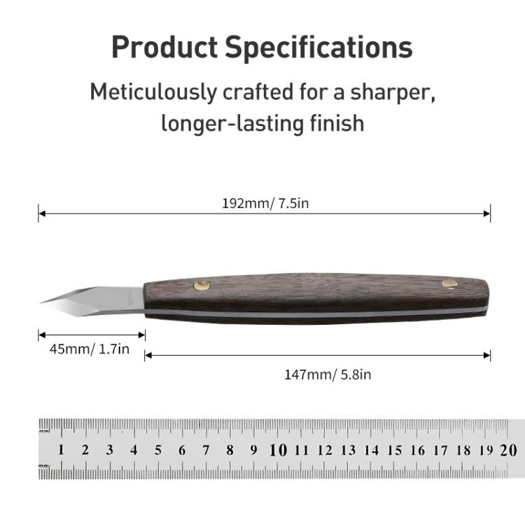 Dual-Edged Carbon Steel Bevel Blade Wooden Handle Wood Carving Knife with Protective Cover