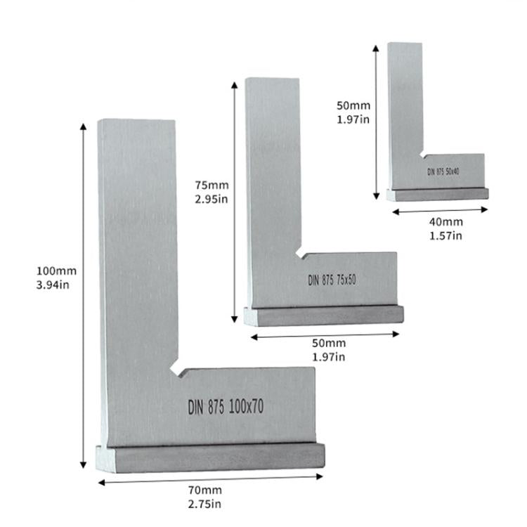 90 Degree Flat Edge Woodworking Square L-shaped Carbon Steel Knife Edge Set Square