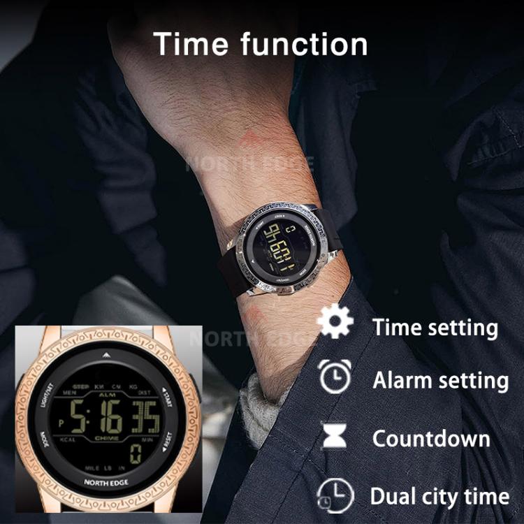 NORTH EDGE APOLLO Outdoor Waterproof Men Multi-Function Silicone Strap Smart Sports Watch