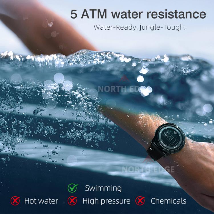 NORTH EDGE APOLLO Outdoor Waterproof Men Multi-Function Silicone Strap Smart Sports Watch
