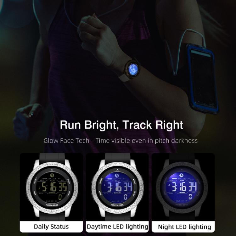 NORTH EDGE APOLLO Outdoor Waterproof Men Multi-Function Silicone Strap Smart Sports Watch