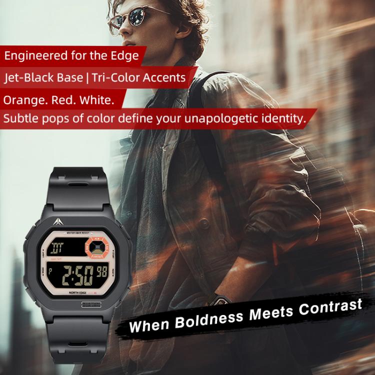 NORTH EDGE X1 Outdoor Single Display Square Waterproof Luminous Electronic Watch