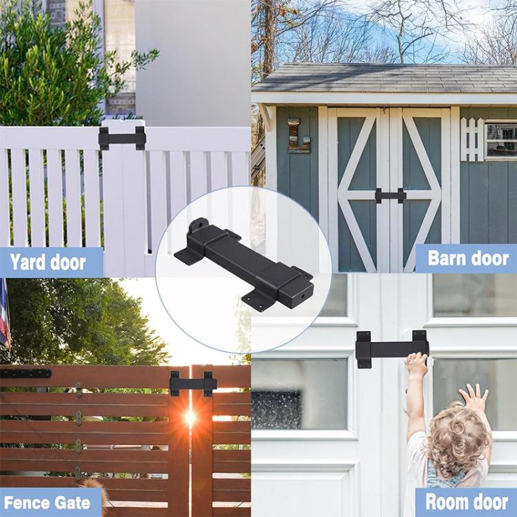Heavy Duty Metal Door Lock Sliding Security Latch with Padlock Hole for Wooden Fence Yard