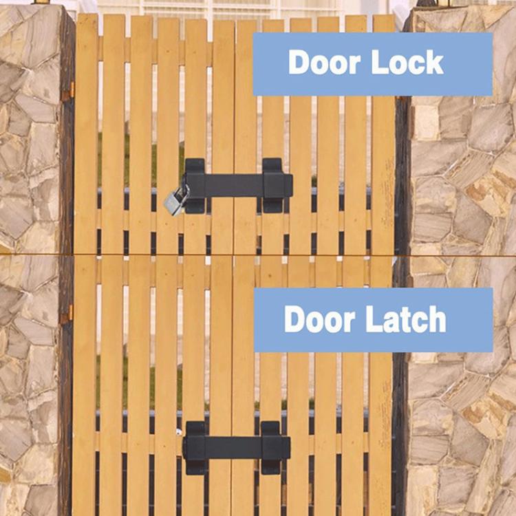 Heavy Duty Metal Door Lock Sliding Security Latch with Padlock Hole for Wooden Fence Yard