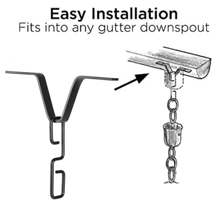 Rain Chain Gutter Adapter Chain Hook Replacement Downspout for V-Shaped Gutters