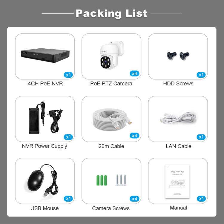 SriHome NVS005-POE030 5MP HD 4-CH POE Camera Network Video Recorder Kit