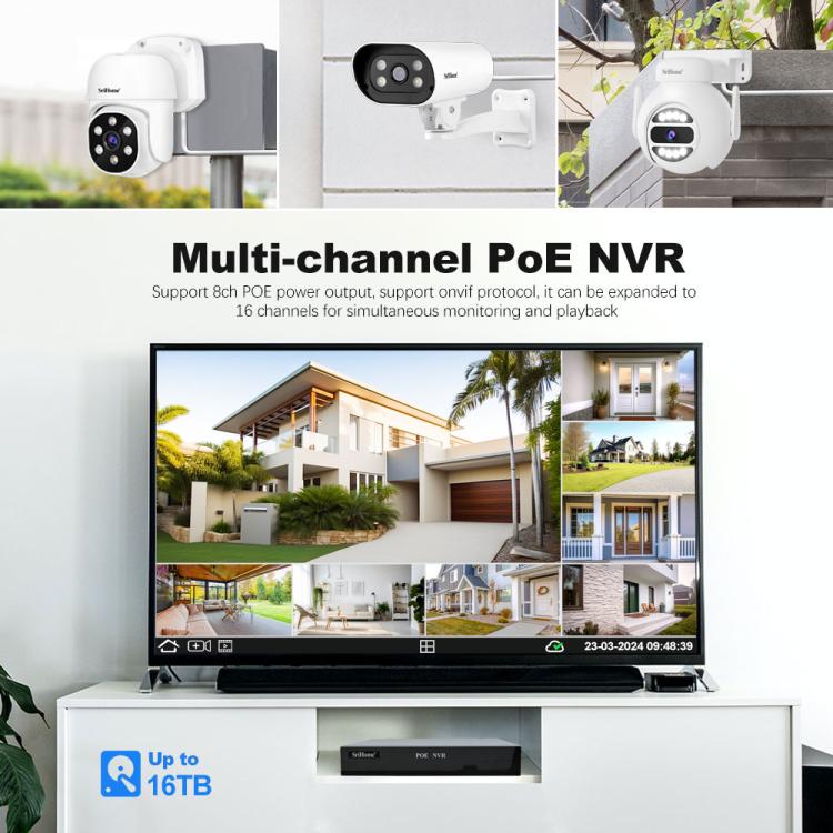 SriHome NVS005-POE030 3MP HD 8-CH POE Camera Network Video Recorder Kit