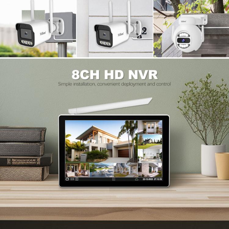 SriHome NVS010-IPC065 5MP HD 4-CH WiFi Camera Kit with 10.1 inch Touch Screen Monitor