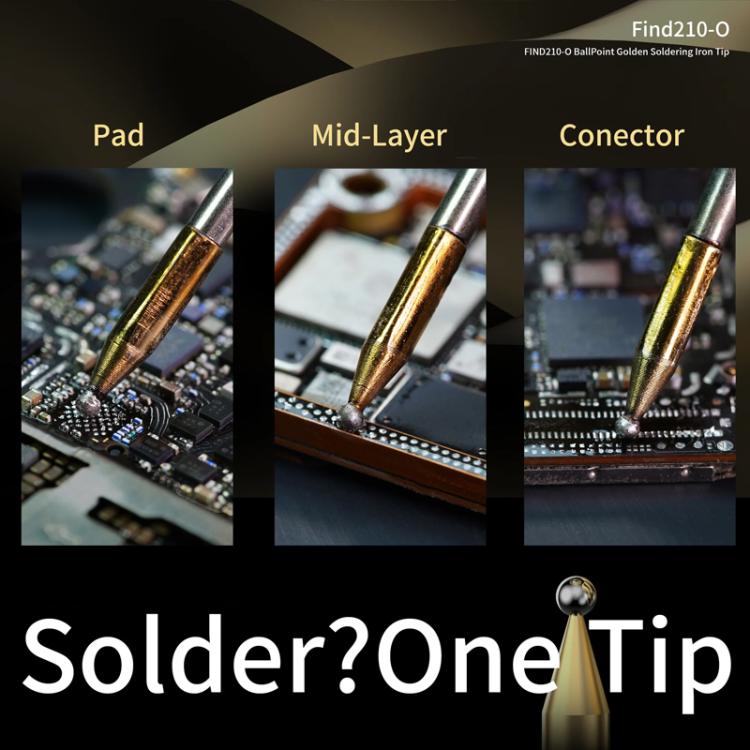 2UUL Find210-O BallPoint Golden Soldering Iron Tip for C210 Soldering Station