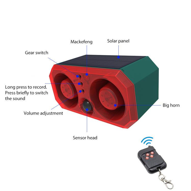 N911T Outdoor Solar Dual Horn Alarm Animal Repellent