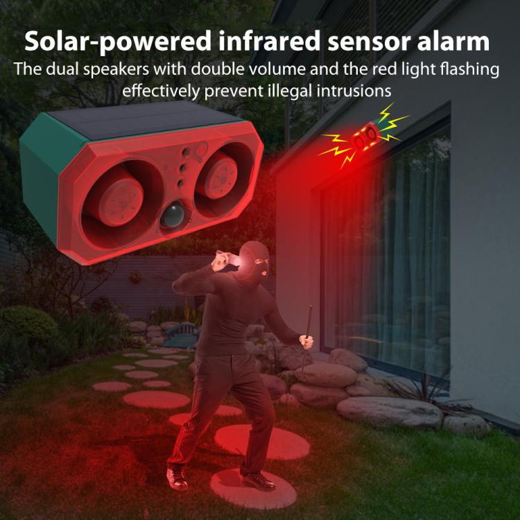 N911T Outdoor Solar Dual Horn Alarm Animal Repellent