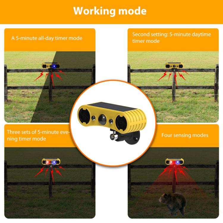 N911W Solar High Frequency Ultrasonic Animal Repellent