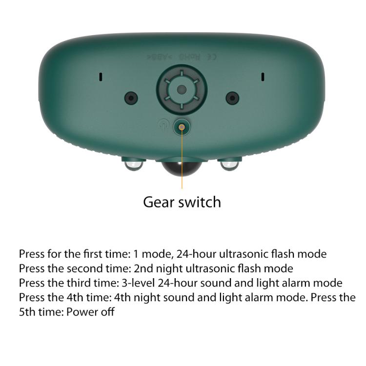 N911Y Outdoor Infrared Sensor Sound and Light Alarm Solar Ultrasonic Animal Repellent