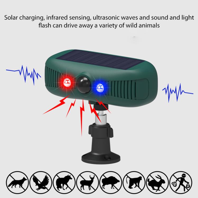 N911Y Outdoor Infrared Sensor Sound and Light Alarm Solar Ultrasonic Animal Repellent