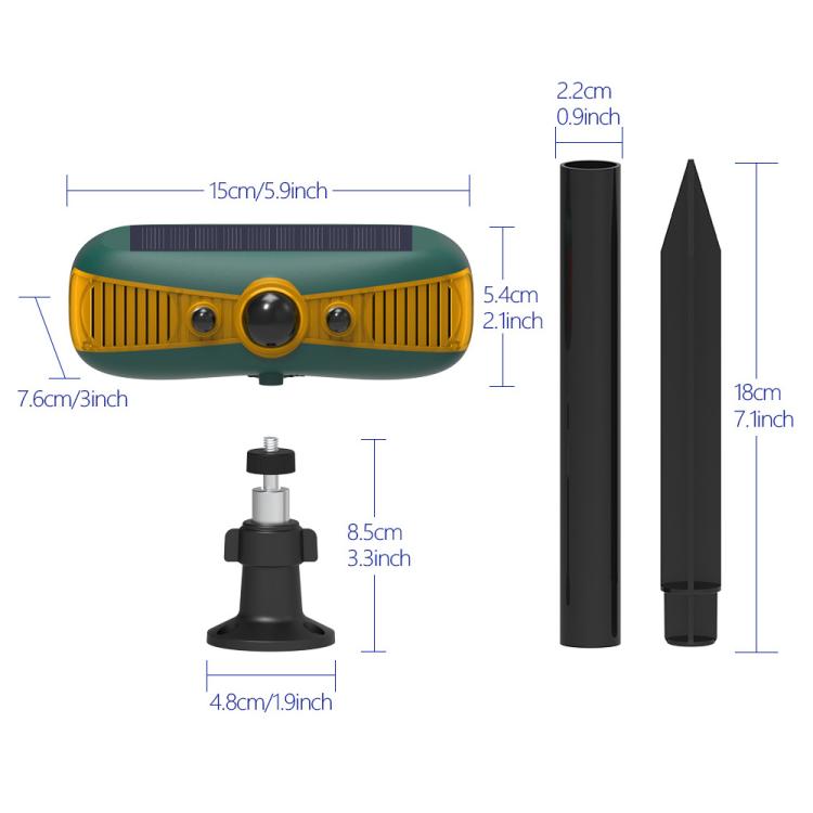 N911Y Outdoor Sound and Light Alarm Solar Powered High Frequency Ultrasonic Animal Repellent