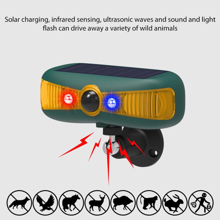 N911Y Outdoor Sound and Light Alarm Solar Powered High Frequency Ultrasonic Animal Repellent