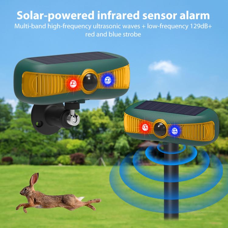 N911Y Outdoor Sound and Light Alarm Solar Powered High Frequency Ultrasonic Animal Repellent