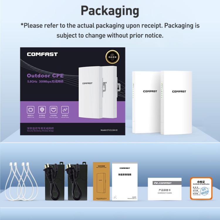 COMFAST CF-E113A V2 5.8GHz 300Mbps 11dBi Monitoring Bridge WiFi Repeater Set