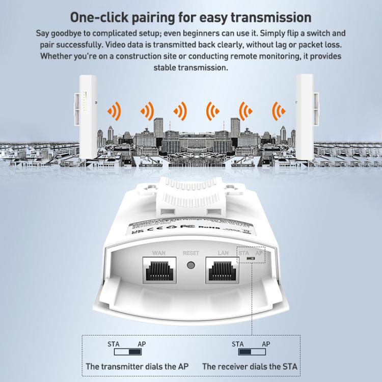 COMFAST CF-E113A V2 5.8GHz 300Mbps 11dBi Monitoring Bridge WiFi Repeater Set