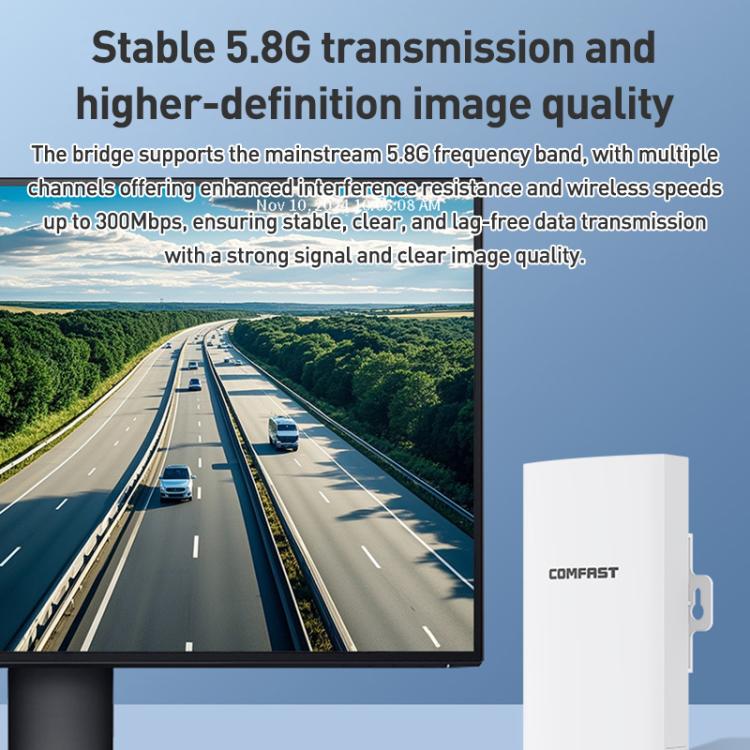 COMFAST CF-E113A V2 5.8GHz 300Mbps 11dBi Monitoring Bridge WiFi Repeater Set