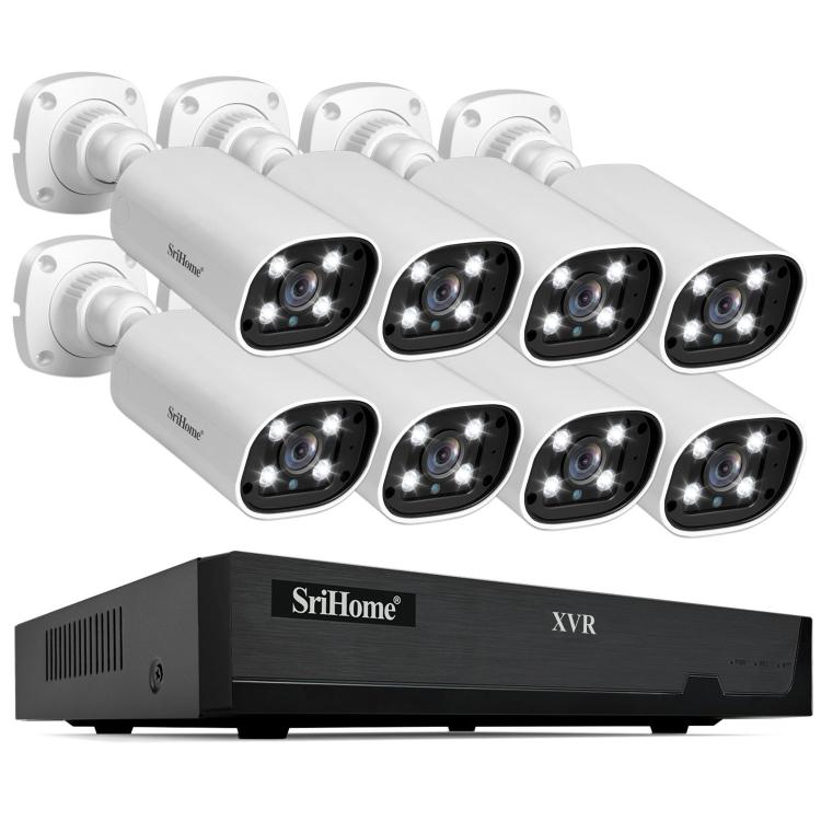 SriHome NVS008-AHD006 2MP HD 8-CH XVR NVR Camera Network Video Recorder Kit