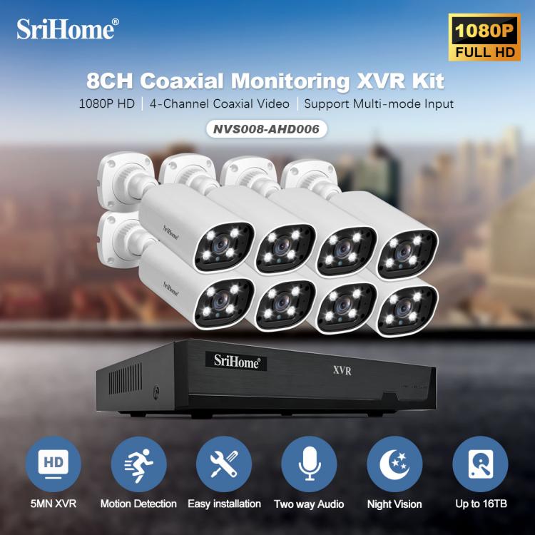 SriHome NVS008-AHD006 2MP HD 8-CH XVR NVR Camera Network Video Recorder Kit