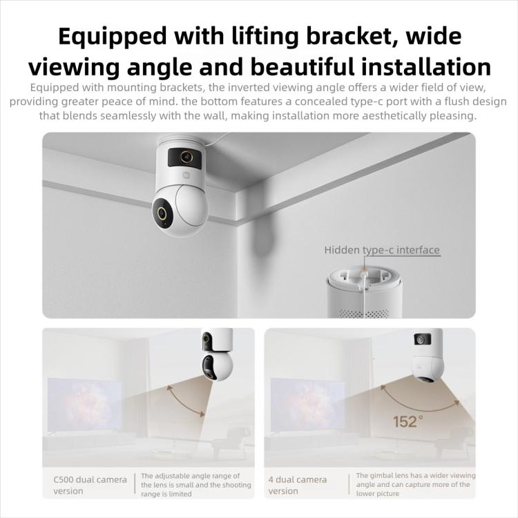 Original Xiaomi Mijia Smart Camera 4 Dual Lens PTZ 360 Degree AI Detection 5MP WiFi 6 Home Security Mi Home APP Camera