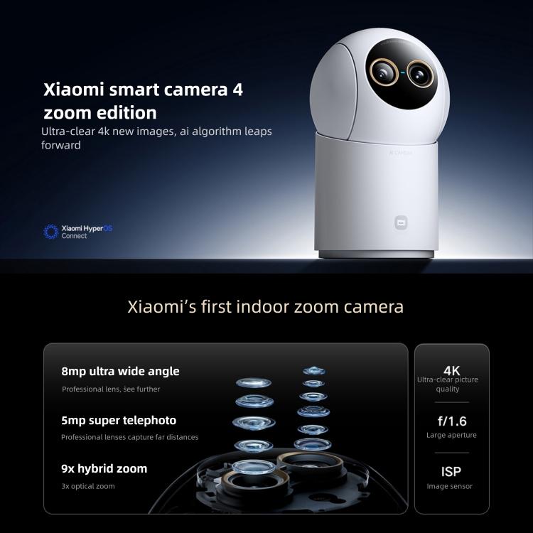 Original Xiaomi Mijia Smart Camera 4 9X Zoom Edition Baby Pet AI Facial Recognition Gesture Call Two-way Voice Camera For Mi Home APP