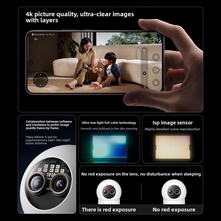 Original Xiaomi Mijia Smart Camera 4 9X Zoom Edition Baby Pet AI Facial Recognition Gesture Call Two-way Voice Camera For Mi Home APP