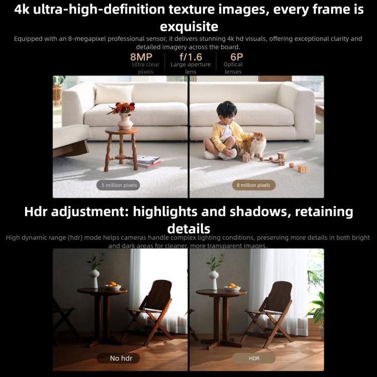 Original Xiaomi Smart Camera 4 4K Dual-band Wi-Fi 6 8MP HDR AI Tracking Night Vision Two-Way Audio Home Security Baby Monitor Pet Camera