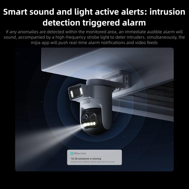 Original Xiaomi Outdoor Camera 4 Pro 3 Lens 9X Zoom 5MP Full Color Night Vision Sound Light Warning Security Camera