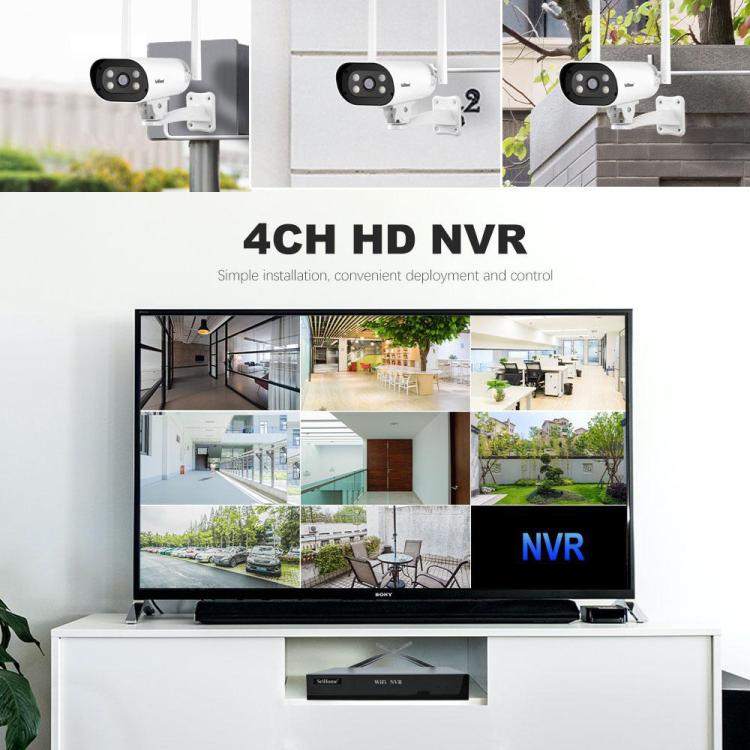 SriHome NVS001-IPC037 2MP HD 4-CH NVR WiFi IP Camera Kit