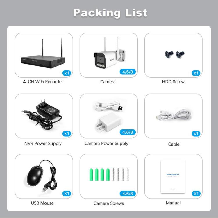 SriHome NVS001-IPC065 5MP 4-CH NVR WiFi IP Camera Kit