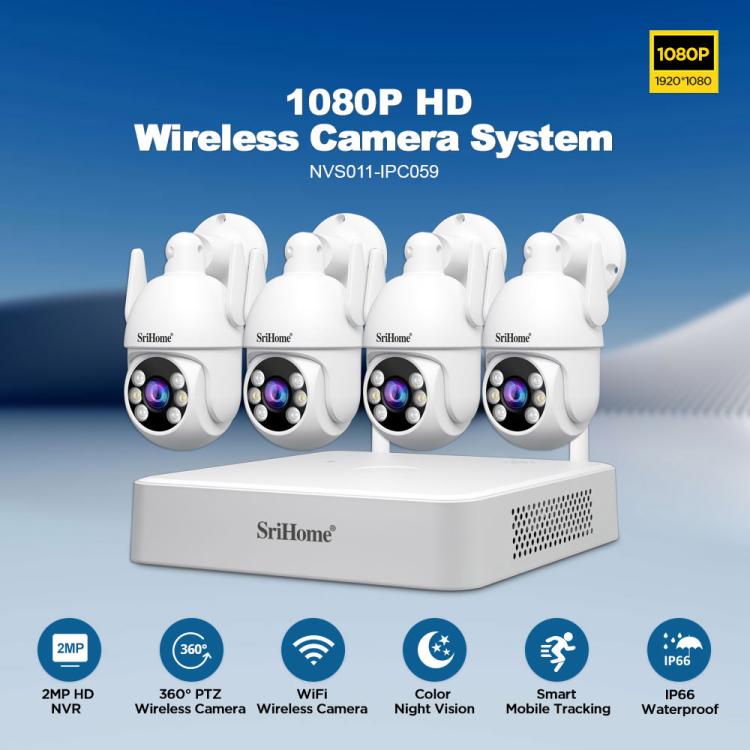SriHome NVS009-IPC037 5MP 4-CH NVR WiFi IP Camera Kit