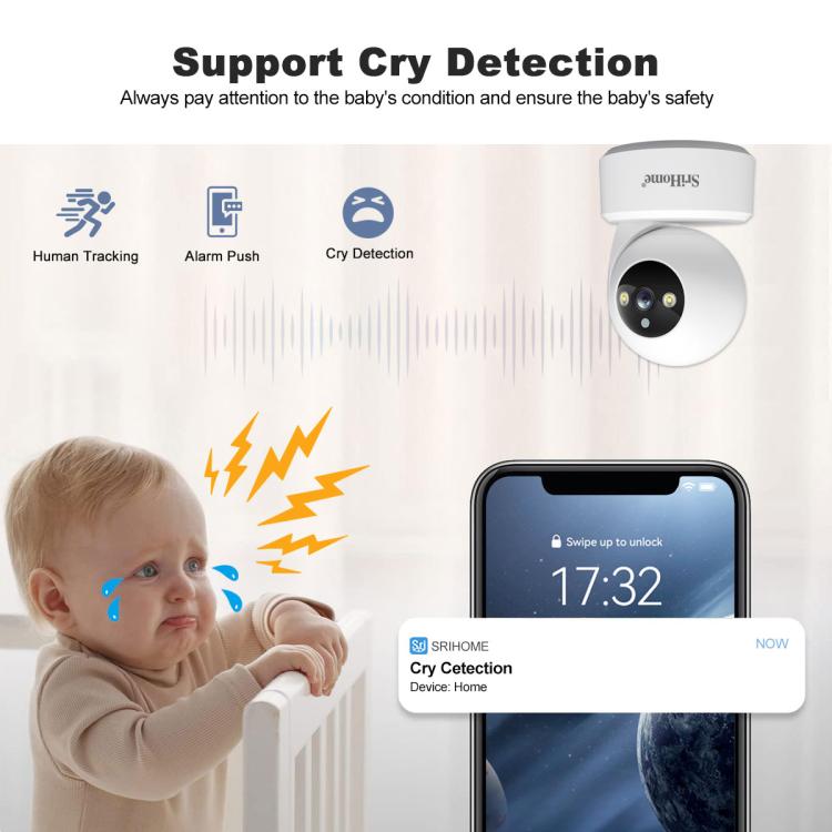 SriHome SH064 8MP HD Two-way Video Mini Camera Supports Night Vision