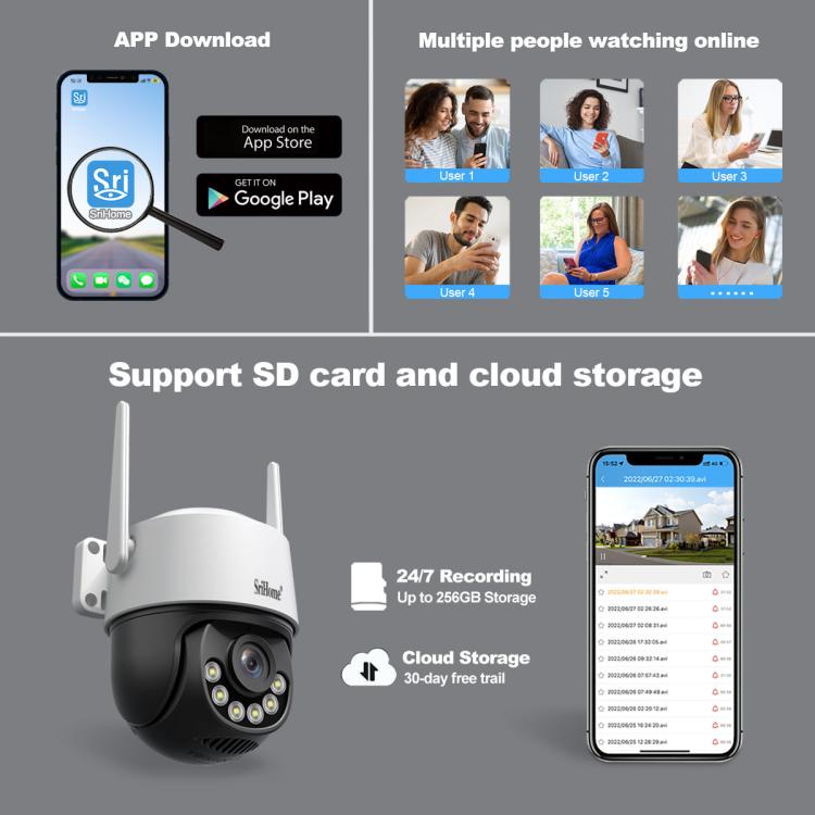 Srihome SH072 8MP Outdoor AI Auto-Tracking Wireless WiFi Security Camera