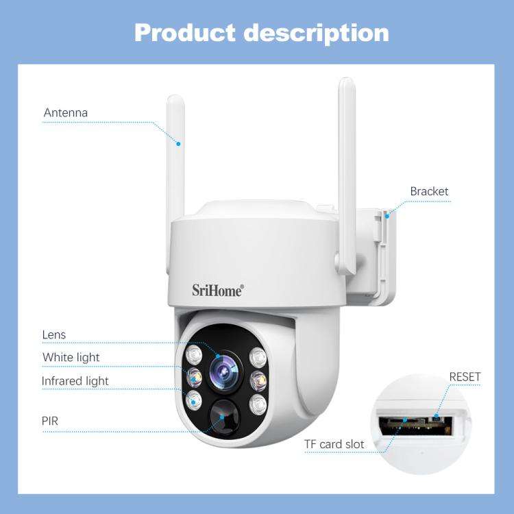 SriHome DH005 4MP 2K Low Power Consumption Wireless Security Camera System with Solar Panel