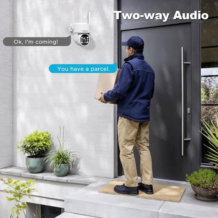 SriHome DH005 4MP 2K Low Power Consumption Wireless Security Camera System with Solar Panel