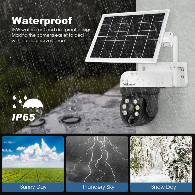 SriHome DH006 4MP 2K Low Power Consumption Wireless Security Camera System with Solar Panel