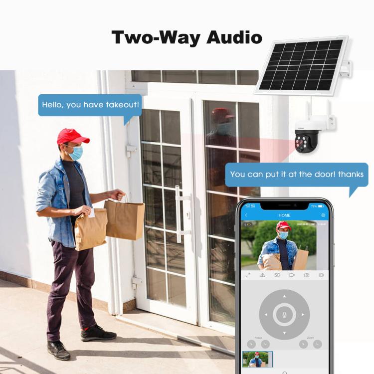 SriHome DH006 4MP 2K Low Power Consumption Wireless Security Camera System with Solar Panel