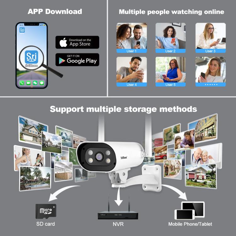 Srihome SH037 5MP Outdoor Waterproof Security HD Camera, Supports Two-Way Audio and Color Night Vision