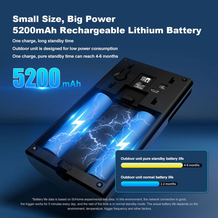 SriHome DH051+DH002 4MP HD Smart WiFi Video PIR Visual Doorbell Set