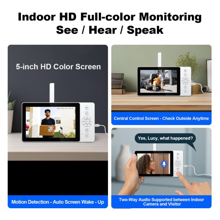 SriHome DH051+DH002 4MP HD Smart WiFi Video PIR Visual Doorbell Set